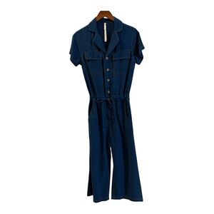 Uncle Frank Denim Jumpsuit • Buttons & tie belt for optional cinched waist look